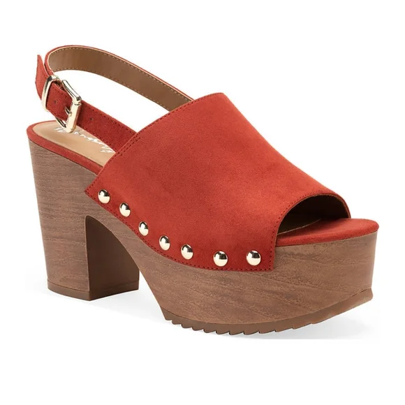 Wonderly Terracota Oakly Suede Block Heel Women's Rust Platform Sandals Size 8 - Picture 13 of 13